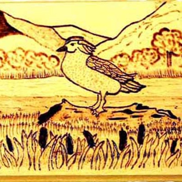 DUCK ON MARSH LOG WOOD BURNING, HAND DONE, SIGNED, ONE OF A KIND, WELL DETAILED - Picture 1 of 1